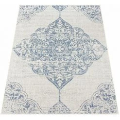 Paco Home Tapis Exterieur Terrasse Salon Cuisine Motif Oriental Ornements Moderne Bleu 60x100 Cm -Tapis et paillasson Soldes 67377355 5