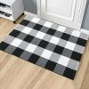 TANèTUE Tapis D'extérieur à Carreaux Buffalo Avec Paillasson Classique Lavable à Carreaux Noirs Et Blancs 23 X 35 Pouces