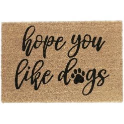 Relaxdays Paillasson Coco, Hope You Like Dogs, Intérieur, Extérieur, Tapis De Porte Antidérapant, 40x60 cm, Nature/noir