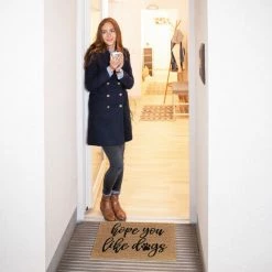 Relaxdays Paillasson Coco, Hope You Like Dogs, Intérieur, Extérieur, Tapis De Porte Antidérapant, 40x60 cm, Nature/noir -Tapis et paillasson Soldes 67434729 4