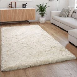 Paco Home Tapis Poils Hauts Moelleux Moderne Shaggy Style Flokati Confortable Uni Blanc 60x90 Cm