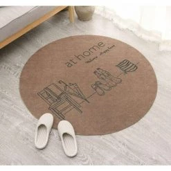Cisea Paillasson Paillasson Rond Tapis D'entrée Tapis De Propreté Tapis Anti-salissures Paillasson Anti-dérapant Tapis De Porte Nombreux Motifs Sélectionnables, 80cm Marron Maison,