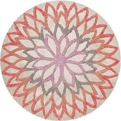 FLYME Tapis Orange - Rond - Vintage, Bohème - Lavable - Salon, Chambre, Salle De Bain, Cuisine, Déco Plage - 60 X 60 Cm