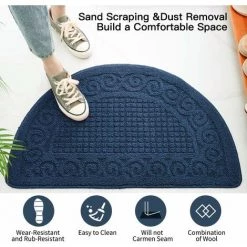 FLYME TPR Lune Tapis Entree Interieur, Durable Tapis Antiderapant, Paillasson Interieur, Tapis Absorbants, Entree Mat, Paillassons Pour Entrée Lavable En Machine 40 * 63CM Bleu Foncé -Tapis et paillasson Soldes 67812179 5