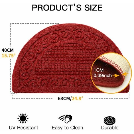 FLYME TPR Lune Tapis Entree Interieur, Durable Tapis Antiderapant, Paillasson Interieur, Tapis Absorbants, Entree Mat, Paillassons Pour Entrée Lavable En Machine 40 * 63CM Rouge 2 FLYME TPR Lune Tapis Entree Interieur, Durable Tapis Antiderapant, Paillasson Interieur, Tapis Absorbants, Entree Mat, Paillassons Pour Entrée Lavable En Machine 40 * 63CM Rouge – Image 2