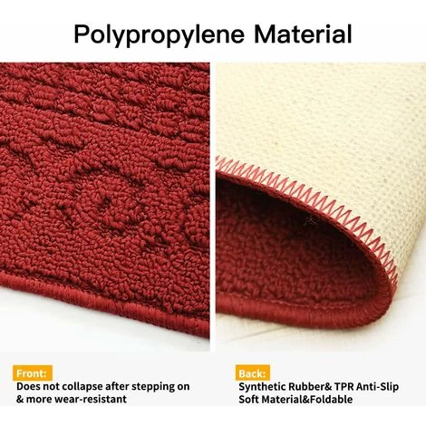 FLYME TPR Lune Tapis Entree Interieur, Durable Tapis Antiderapant, Paillasson Interieur, Tapis Absorbants, Entree Mat, Paillassons Pour Entrée Lavable En Machine 40 * 63CM Rouge 3 FLYME TPR Lune Tapis Entree Interieur, Durable Tapis Antiderapant, Paillasson Interieur, Tapis Absorbants, Entree Mat, Paillassons Pour Entrée Lavable En Machine 40 * 63CM Rouge – Image 3