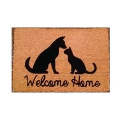 BTB BENOIT TAPIS BROSSE Tapis Coco Welcome Home Chien Et Chat 40x60 Cm
