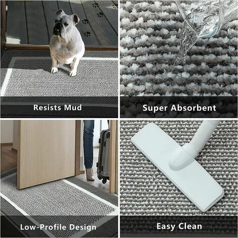 GRID COOL Tapis Paillasson D'intérieur 50 Cm × 81 Cm, Tapis De Porte Avant Arrière, Support En Caoutchouc Durable, Tapis De Porte Antidérapant, Super Absorbant, Résistant à La Saleté, Tapis De Sol Intérieur, Lavable En Machine, Profil Bas, Gris - Gris Clair 5 GRID COOL Tapis Paillasson D'intérieur 50 Cm × 81 Cm, Tapis De Porte Avant Arrière, Support En Caoutchouc Durable, Tapis De Porte Antidérapant, Super Absorbant, Résistant à La Saleté, Tapis De Sol Intérieur, Lavable En Machine, Profil Bas, Gris - Gris Clair – Image 5