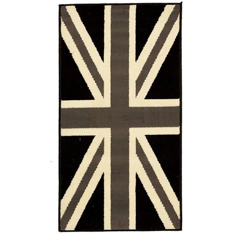 DEZENCO Tapis Enfant 80x150 Cm Rectangulaire BC UNION JACK BLACK AND WITHE Gris Chambre Adapté Au Chauffage Par Le Sol - Gris 2 DEZENCO Tapis Enfant 80x150 Cm Rectangulaire BC UNION JACK BLACK AND WITHE Gris Chambre Adapté Au Chauffage Par Le Sol - Gris – Image 2