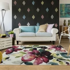 UNAMOURDETAPIS Tapis Salon 80x150 Cm Rectangulaire BELO 17 Multicolore Chambre Adapté Au Chauffage Par Le Sol - Multicolore