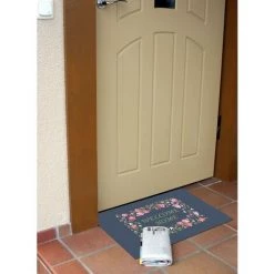 UNAMOURDETAPIS Paillasson 40x60 Cm Rectangulaire WELCOME 71 Bleu Entrée Adapté Au Chauffage Par Le Sol - Bleu -Tapis et paillasson Soldes 7367242 5