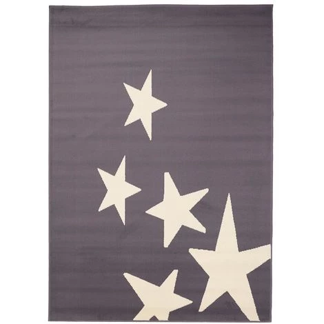 UNAMOURDETAPIS Tapis Enfant 120x170 Cm Rectangulaire BC LES ETOILES Gris Chambre Adapté Au Chauffage Par Le Sol - Gris 2 UNAMOURDETAPIS Tapis Enfant 120x170 Cm Rectangulaire BC LES ETOILES Gris Chambre Adapté Au Chauffage Par Le Sol - Gris – Image 2