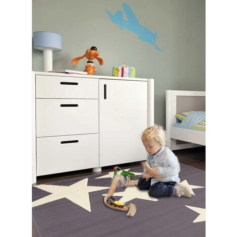 UNAMOURDETAPIS Tapis Enfant 120x170 Cm Rectangulaire BC LES ETOILES Gris Chambre Adapté Au Chauffage Par Le Sol - Gris 5 UNAMOURDETAPIS Tapis Enfant 120x170 Cm Rectangulaire BC LES ETOILES Gris Chambre Adapté Au Chauffage Par Le Sol - Gris – Image 5