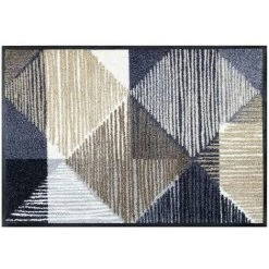 WASH+DRY Tapis Salon 50x75 Cm Rectangulaire LINES AND BOXES TX Bleu Entrée Adapté Au Chauffage Par Le Sol - Bleu -Tapis et paillasson Soldes 7368333 3