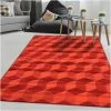 UNAMOURDETAPIS Tapis Salon 60x110 Cm Rectangulaire BC CUBIKA Rouge Entrée Adapté Au Chauffage Par Le Sol - Rouge