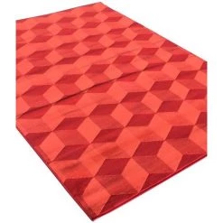 UNAMOURDETAPIS Tapis Salon 60x110 Cm Rectangulaire BC CUBIKA Rouge Entrée Adapté Au Chauffage Par Le Sol - Rouge -Tapis et paillasson Soldes 7368509 5