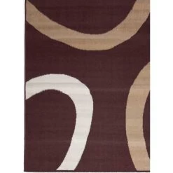 DEZENCO Tapis Salon 80x150 Cm Rectangulaire TEMPO Marron Chambre Adapté Au Chauffage Par Le Sol - Marron -Tapis et paillasson Soldes 7369565 5