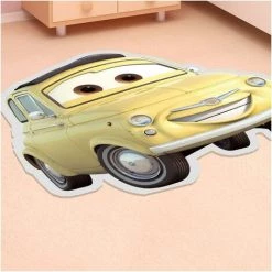 Tapis Salon 50x80 Cm Forme Originale SHAPED CARS LUIGI Jaune Chambre Adapté Au Chauffage Par Le Sol - Jaune