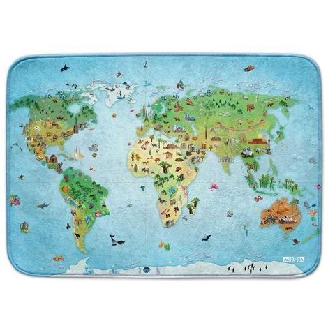 UNAMOURDETAPIS Tapis Enfant 70x95 Cm Rectangulaire ULTRA DOUX MAPPEMONDE Bleu Chambre Adapté Au Chauffage Par Le Sol - Bleu 2 UNAMOURDETAPIS Tapis Enfant 70x95 Cm Rectangulaire ULTRA DOUX MAPPEMONDE Bleu Chambre Adapté Au Chauffage Par Le Sol - Bleu – Image 2