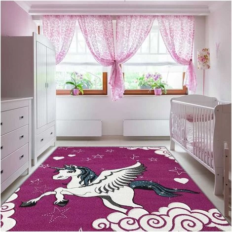 UNAMOURDETAPIS Tapis Enfant 120x170 Cm Rectangulaire KIDS LICORNE Rose Chambre Adapté Au Chauffage Par Le Sol - Rose 1 UNAMOURDETAPIS Tapis Enfant 120x170 Cm Rectangulaire KIDS LICORNE Rose Chambre Adapté Au Chauffage Par Le Sol - Rose