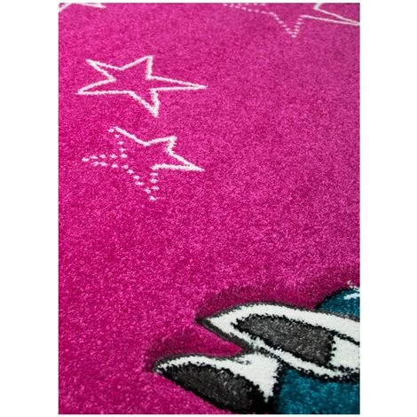UNAMOURDETAPIS Tapis Enfant 120x170 Cm Rectangulaire KIDS LICORNE Rose Chambre Adapté Au Chauffage Par Le Sol - Rose 5 UNAMOURDETAPIS Tapis Enfant 120x170 Cm Rectangulaire KIDS LICORNE Rose Chambre Adapté Au Chauffage Par Le Sol - Rose – Image 5