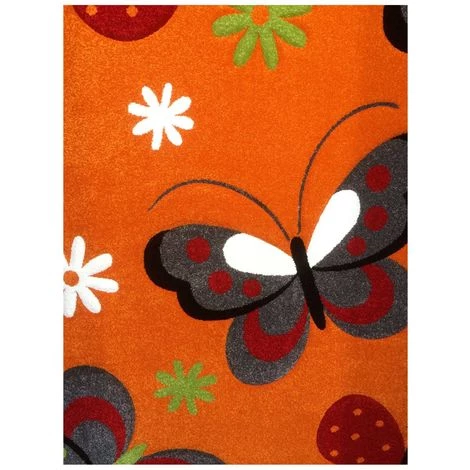 UNAMOURDETAPIS Tapis Enfant 80x150 Cm Rectangulaire KIDS PAPILLONS Orange Chambre Adapté Au Chauffage Par Le Sol - Orange 3 UNAMOURDETAPIS Tapis Enfant 80x150 Cm Rectangulaire KIDS PAPILLONS Orange Chambre Adapté Au Chauffage Par Le Sol - Orange – Image 3