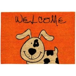 DEZENCO Paillasson 40x60 Cm Rectangulaire COCO FUN Orange Entrée Coco - Orange