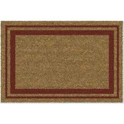 ID MAT Tapis Coco Naturel Ep15mm 40x60 Cm Bordure Rouge