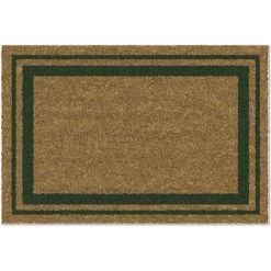 IDMAT Tapis Coco Naturel Ep15mm 40x60 Cm Bordure Verte