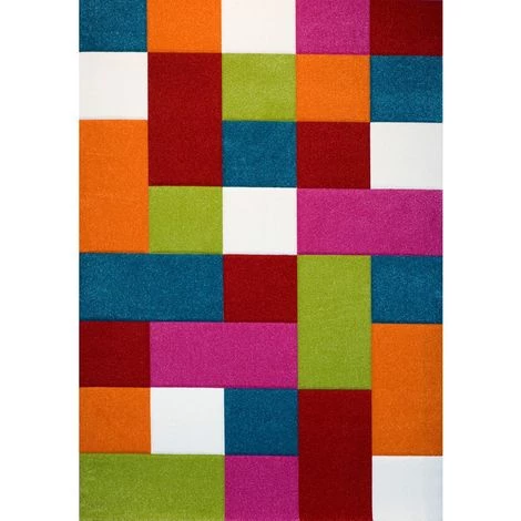 DEZENCO Tapis Salon 60x110 Cm Rectangulaire CARREAUX Multicolore Chambre Adapté Au Chauffage Par Le Sol - Multicolore 2 DEZENCO Tapis Salon 60x110 Cm Rectangulaire CARREAUX Multicolore Chambre Adapté Au Chauffage Par Le Sol - Multicolore – Image 2