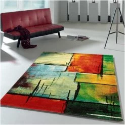 DEZENCO Tapis Salon 60x110 Cm Rectangulaire SIDANOU Multicolore Entrée Adapté Au Chauffage Par Le Sol - Multicolore