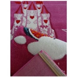 UNAMOURDETAPIS Tapis Enfant 240x340 Cm Rectangulaire CHATEAU PRINCESSE Rose Chambre Adapté Au Chauffage Par Le Sol - Rose -Tapis et paillasson Soldes 8722658 5