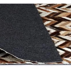 Tapis Cuir Véritable Patchwork 80 X 150 Cm Chevron Marron/Blanc VidaXL -Tapis et paillasson Soldes 8997614 4