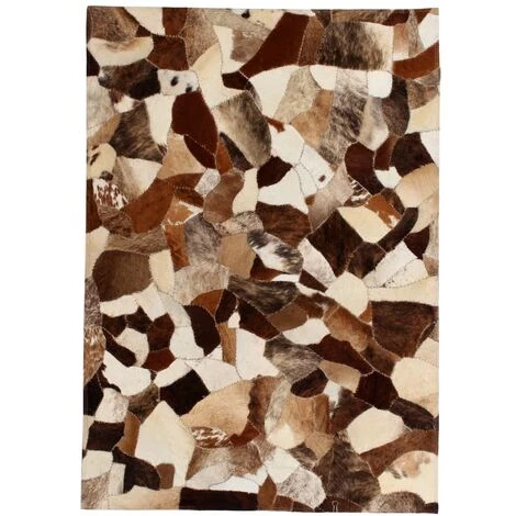 VidaXL Tapis Cuir Véritable Patchwork Aléatoire Marron Et Blanc 80x150 Cm - Multicolore 1 VidaXL Tapis Cuir Véritable Patchwork Aléatoire Marron Et Blanc 80x150 Cm - Multicolore