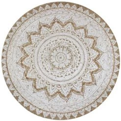 Tapis Jute Tressé Imprimé 90 Cm Rond VidaXL