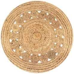 Tapis Jute Design Tressé Rond 90 Cm VidaXL