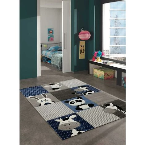 UNAMOURDETAPIS Tapis Enfant 60x110 Cm Rectangulaire ZOO Bleu Chambre Adapté Au Chauffage Par Le Sol - Bleu 5 UNAMOURDETAPIS Tapis Enfant 60x110 Cm Rectangulaire ZOO Bleu Chambre Adapté Au Chauffage Par Le Sol - Bleu – Image 5