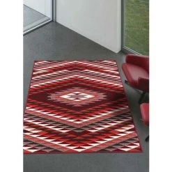 UNAMOURDETAPIS Tapis Salon 60x110 Cm Rectangulaire BC APACHE Rouge Entrée Adapté Au Chauffage Par Le Sol - Rouge -Tapis et paillasson Soldes 9345603 5