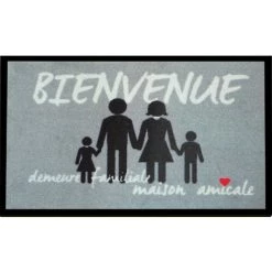 Tapis Anti-poussière Bienvenue Famille En Polyamide - Dim : 40 X 60 Cm- PEGANE -