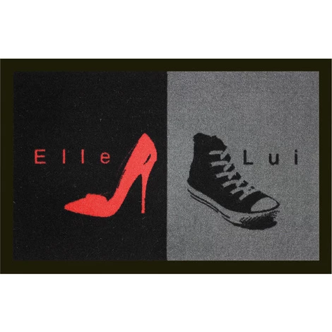 Tapis Anti-poussière "Elle Et Lui" En Polyamide Coloris Gris/rouge - Dim : 40 X 60 Cm- PEGANE - 1 Tapis Anti-poussière "Elle Et Lui" En Polyamide Coloris Gris/rouge - Dim : 40 X 60 Cm- PEGANE -