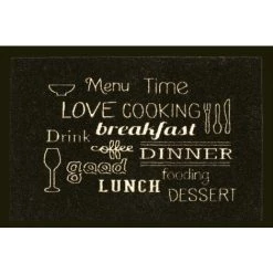 Tapis De Cuisine 100% Polyamide Décor Menu Time - Dim : 50 X 75 Cm- PEGANE -