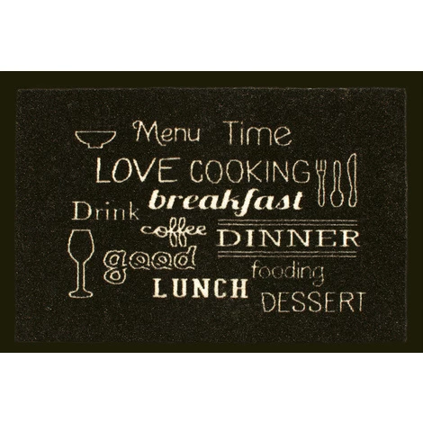 Tapis De Cuisine 100% Polyamide Décor Menu Time - Dim : 50 X 75 Cm- PEGANE - 1 Tapis De Cuisine 100% Polyamide Décor Menu Time - Dim : 50 X 75 Cm- PEGANE -