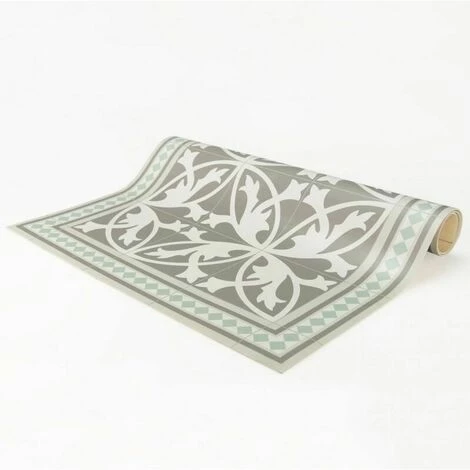 MATTEO Tapis Intérieur Extérieur En Vinyle Carreaux De Ciment Feuilles 90 X 60 Cm Gris - Gris 3 MATTEO Tapis Intérieur Extérieur En Vinyle Carreaux De Ciment Feuilles 90 X 60 Cm Gris - Gris – Image 3